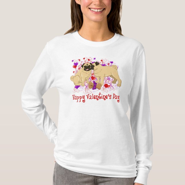 Happy Valentine Pug Kissing Tees (Front)