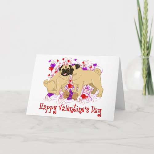 Happy Valentine Pug Kissing Tees Holiday Card