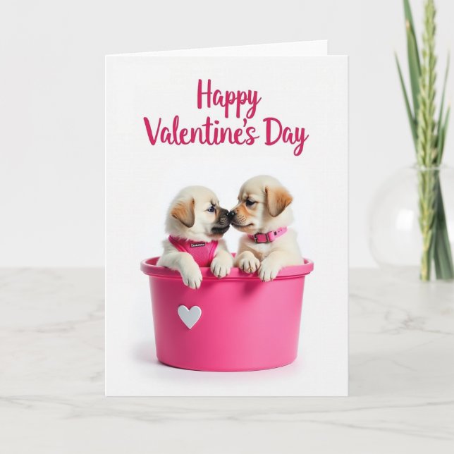 Happy Valentine Puppies Card (Front)