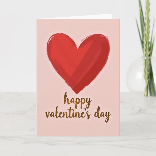 Happy Valentine Red Heart Card (Front)
