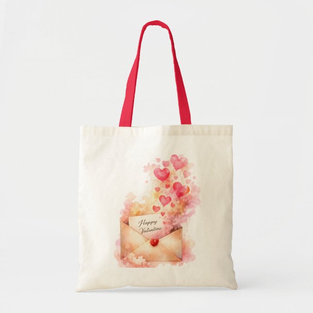 Happy Valentine Romantic Heart Tote Bag (Front)