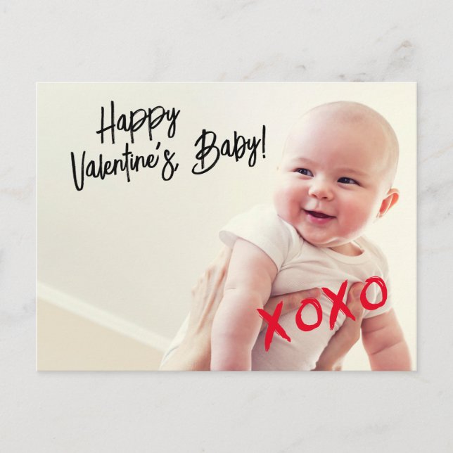 Happy Valentine’s, Baby! Photo xoxo custom  Postcard (Front)