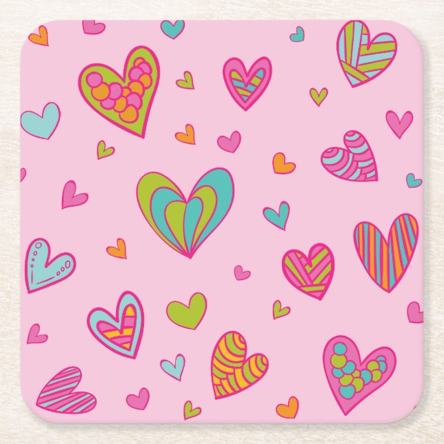 Happy valentine`s day 2023 With Heart Love         Square Paper Coaster (Front)
