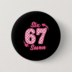 Happy Valentine’s Day 67 Meme Hearts Coquette Bow  Button