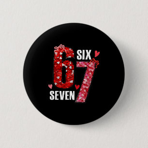 Happy Valentine’s Day 67 Meme Hearts Coquette Bow  Button