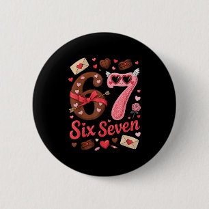 Happy Valentine’s Day 67 Meme Hearts Coquette Bow  Button