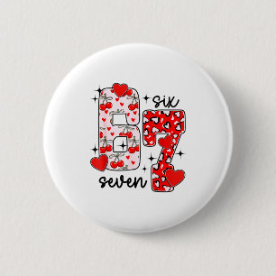 Happy Valentine’s Day 67 Meme Hearts Coquette Bow  Button