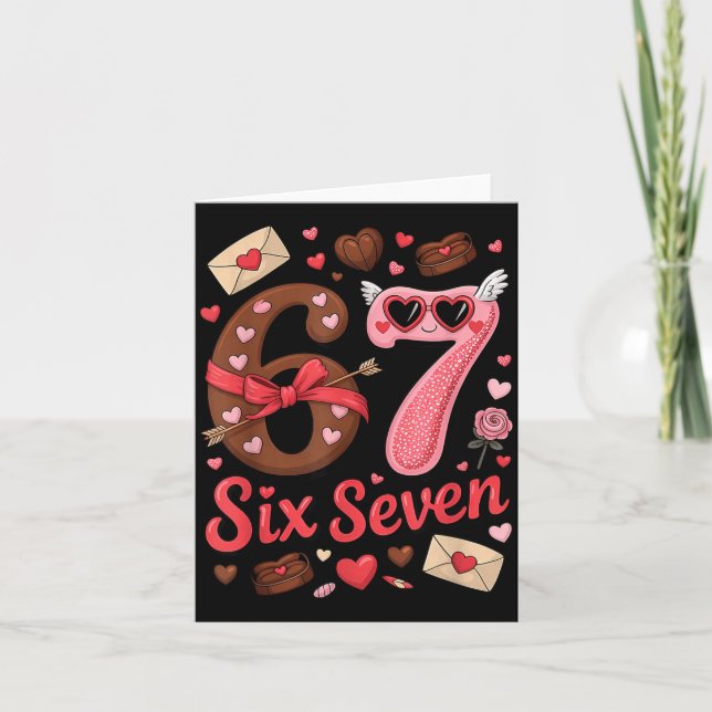Happy Valentine’s Day 67 Meme Hearts Coquette Bow  Card (Front)