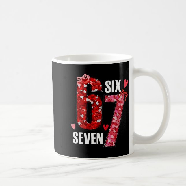 Happy Valentine’s Day 67 Meme Hearts Coquette Bow  Coffee Mug (Right)