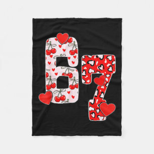 Happy Valentine’s Day 67 Meme Hearts Coquette Bow Fleece Blanket