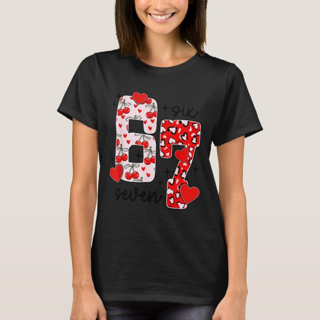 Happy Valentine’s Day 67 Meme Hearts Coquette Bow  T-Shirt (Front)