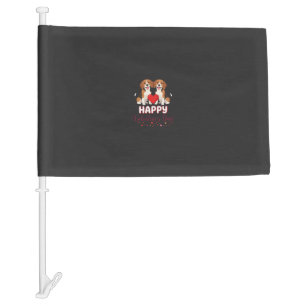 Happy Valentine’s Day Beagle Couple Car Flag
