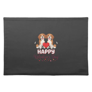 Happy Valentine’s Day Beagle Couple Cloth Placemat