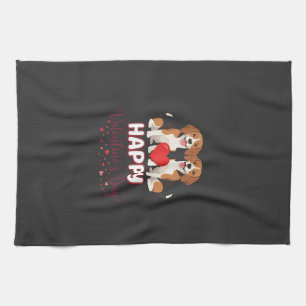 Happy Valentine’s Day Beagle Couple Kitchen Towel