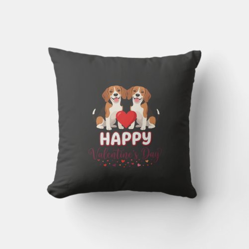 Happy Valentine’s Day Beagle Couple Throw Pillow