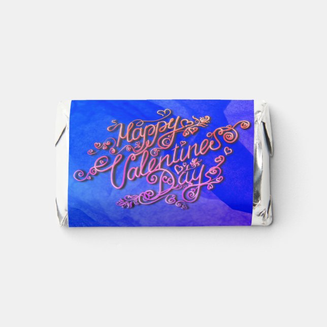 Happy Valentine’s Day blue heart lettering Hershey's Miniatures (Front)