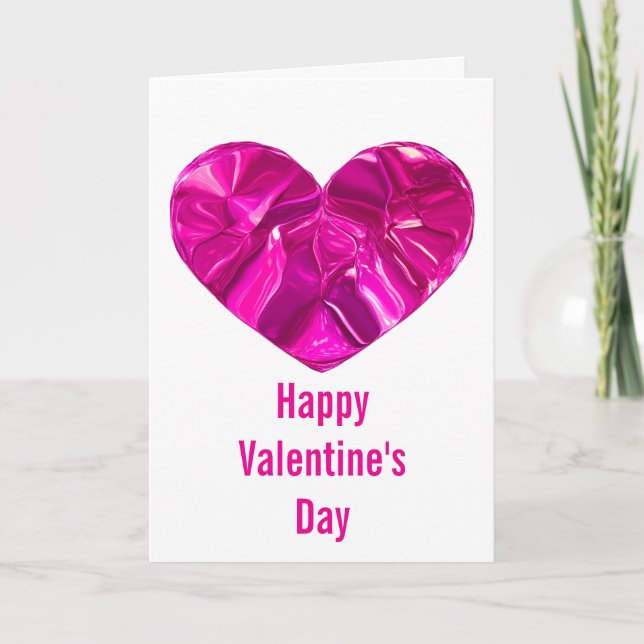 Happy Valentine’s Day Card Cute Pink Heart  (Front)
