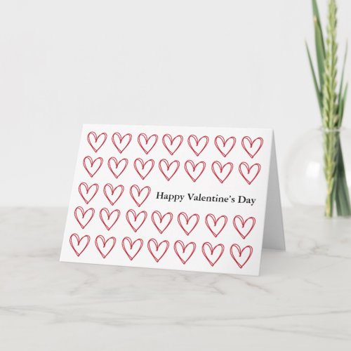 Happy Valentines Day Card with Red Hearts