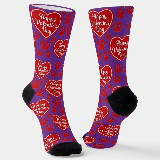 Happy Valentine’s Day Cat Lover Socks (Angled)