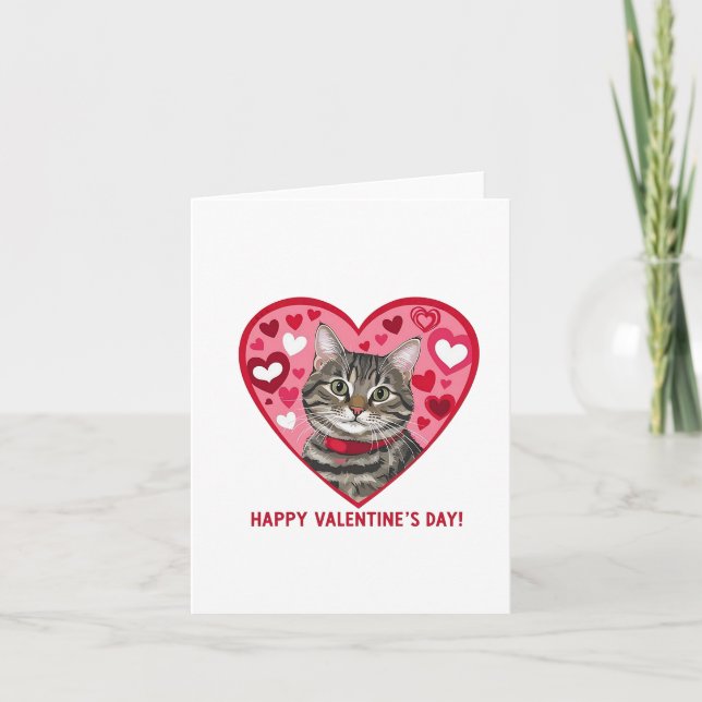 Happy Valentine’s Day Cat Thank You Card (Front)