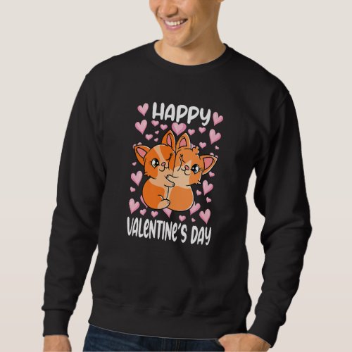 Happy Valentine S Day Couple Cute Corg Dogs Valent Sweatshirt
