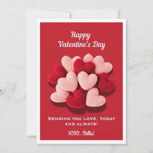 Happy Valentine’s Day Crochet Heart Flat Card 