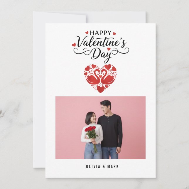 Happy Valentine’s Day Custom Photo Collage Holiday Card (Front)