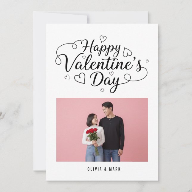 Happy Valentine’s Day Custom Photo Collage Holiday Card (Front)