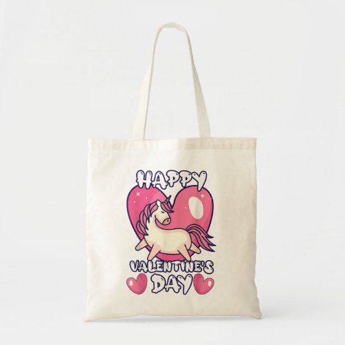 Happy Valentines Day Cute Lovely Valentine Unicor Tote Bag
