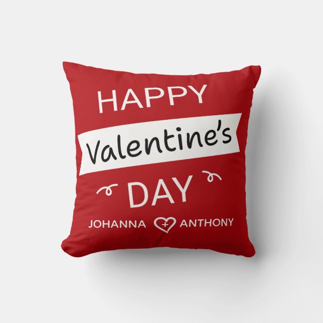 Happy Valentine’s Day – Cute Valentine Love Custom Throw Pillow (Front)