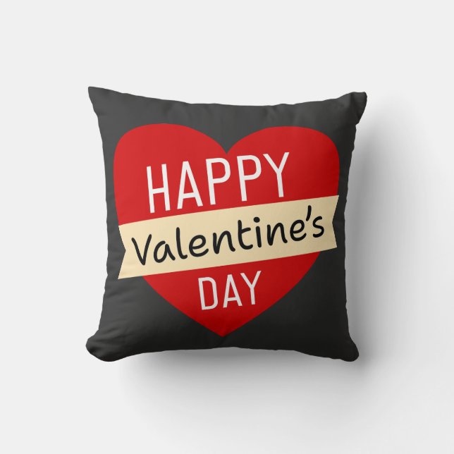 Happy Valentine’s Day – Cute Valentine Love Throw Pillow (Front)