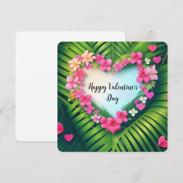 Happy Valentine’s Day Hawaiian Lei Heart  Holiday Card (Front/Back)