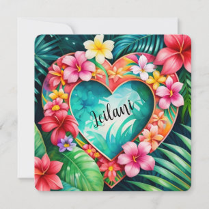 Happy Valentine’s Day Hawaiian Lei Name Note Card