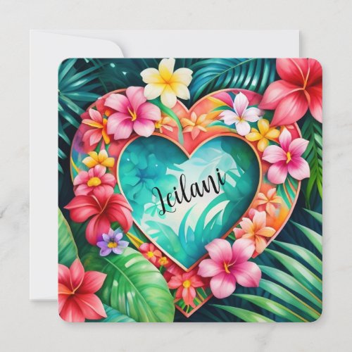 Happy Valentines Day Hawaiian Lei Name  Note Card