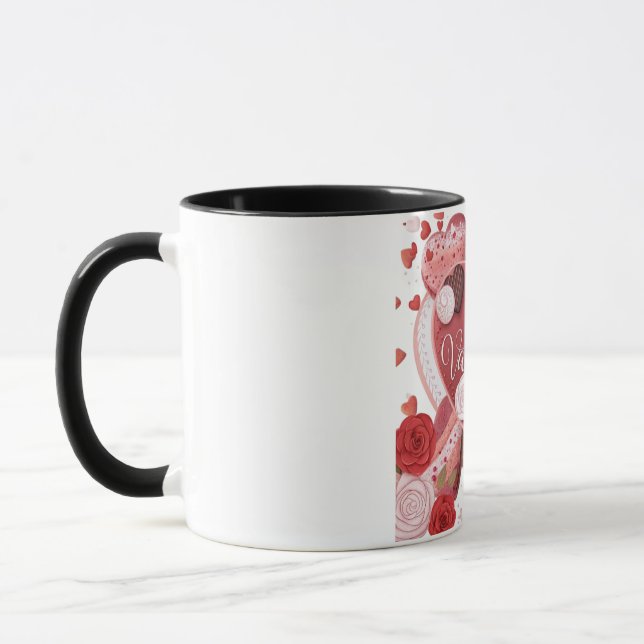 Happy Valentine’s Day Heart Design – Romantic Love Mug (Left)