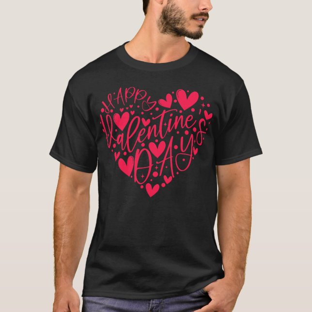 Happy Valentine’s Day Heart Lettering T-Shirt (Front)