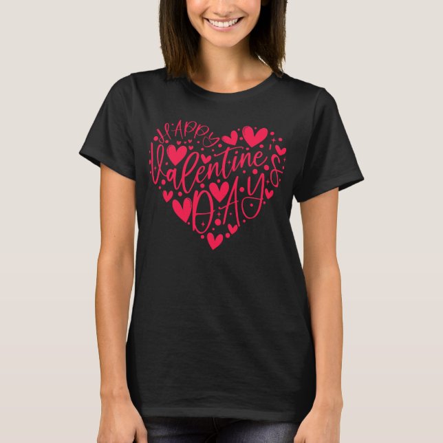 Happy Valentine’s Day Heart Lettering T-Shirt (Front)