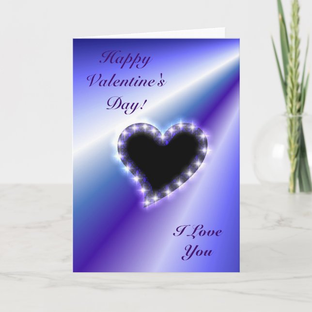 Happy Valentine s Day , Heart with Stars Holiday Card (Front)