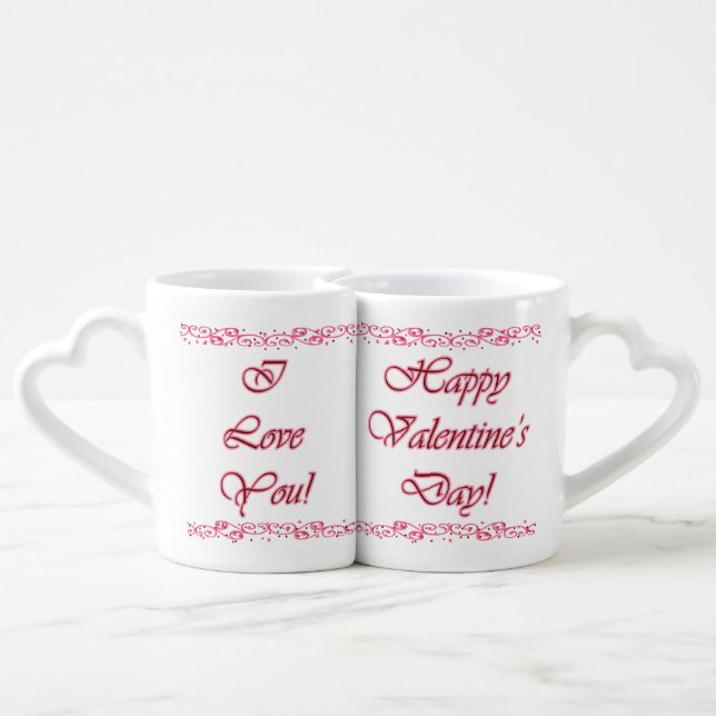 Happy Valentine’s Day I love you  Coffee Mug Set (Back Nesting)
