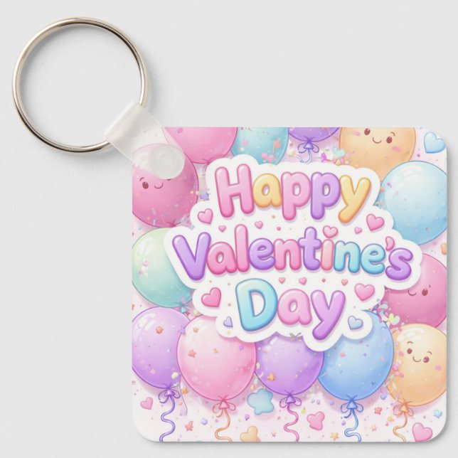 Happy Valentine’s Day Keychain | Romantic Love Key (Front)