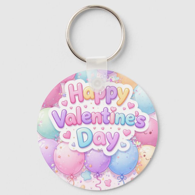Happy Valentine’s Day Keychain | Romantic Love Key (Front)