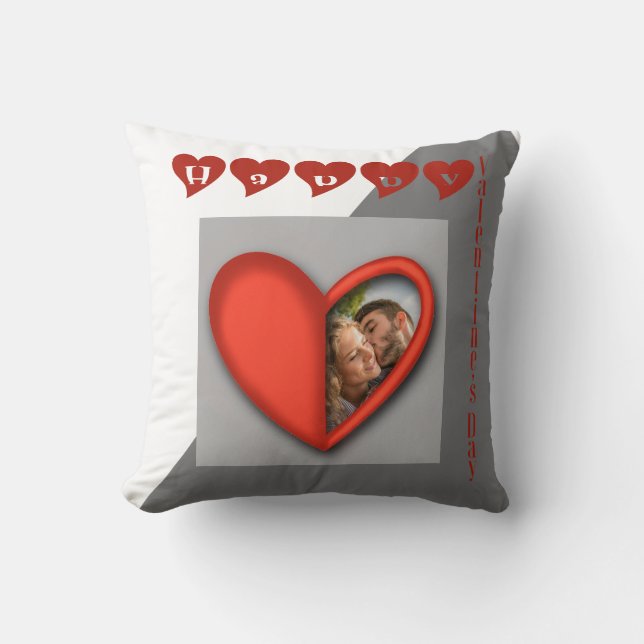 Happy Valentine’s Day - modern heart Throw Pillow (Front)