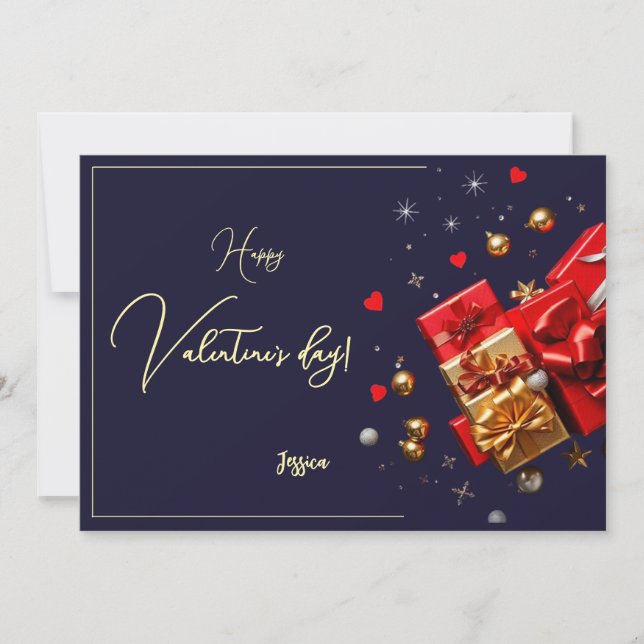 Happy Valentine`s Day Modern Script Holiday Card (Front)