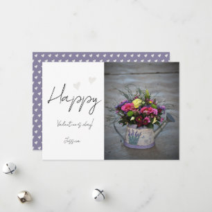 Happy Valentine`s Day Modern Script Photo Holiday Card