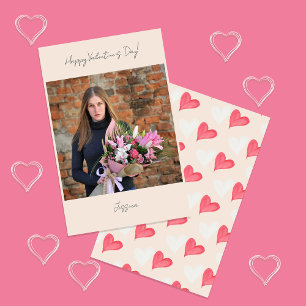 Happy Valentine`s Day Modern Script Photo Stationery