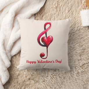 Happy Valentine’s Day Music of Love Throw Pillow