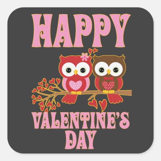 Happy Valentine’s Day Owl Sticker | Cute Love (Front)