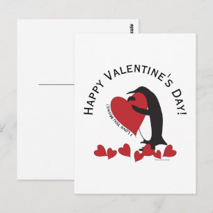 Happy Valentine’s Day! Penguin and Red Heart Postcard