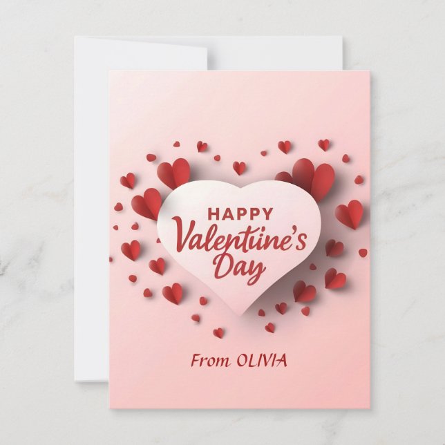Happy Valentine’s Day Red Heart Love Holiday Card (Front)