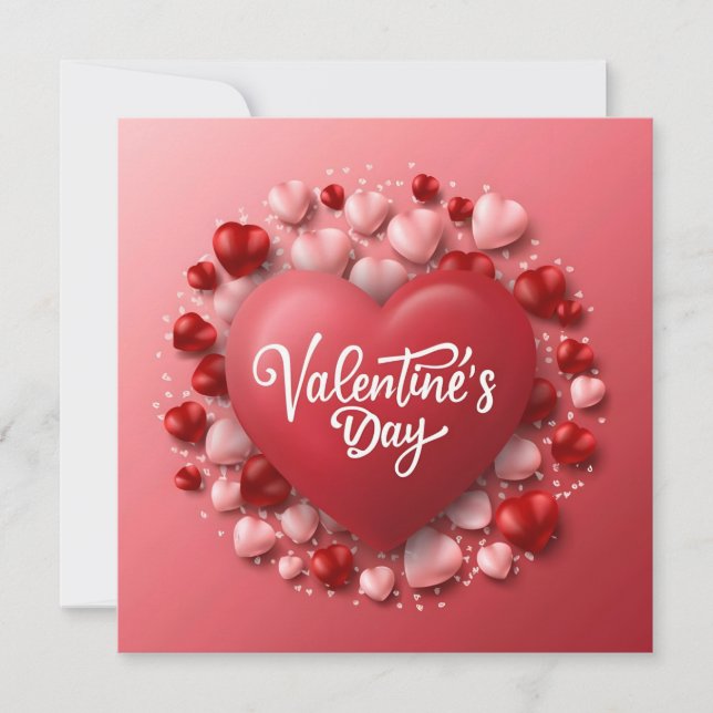 Happy Valentine’s Day Red Heart Love Holiday Card (Front)
